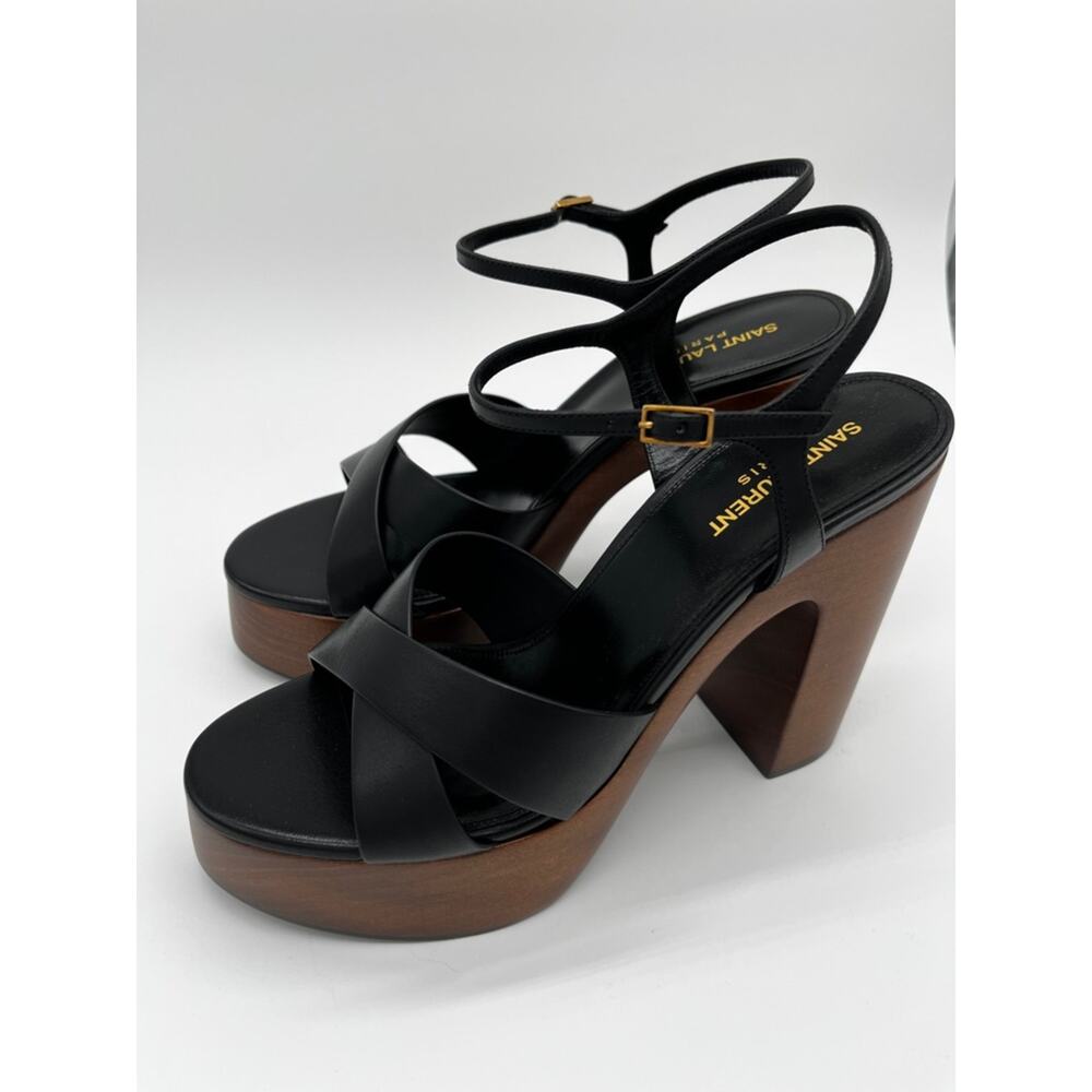Saint Laurent Bianca Platform Sandals Black Leather - US 11 (EU 41) - Picture 5 of 15